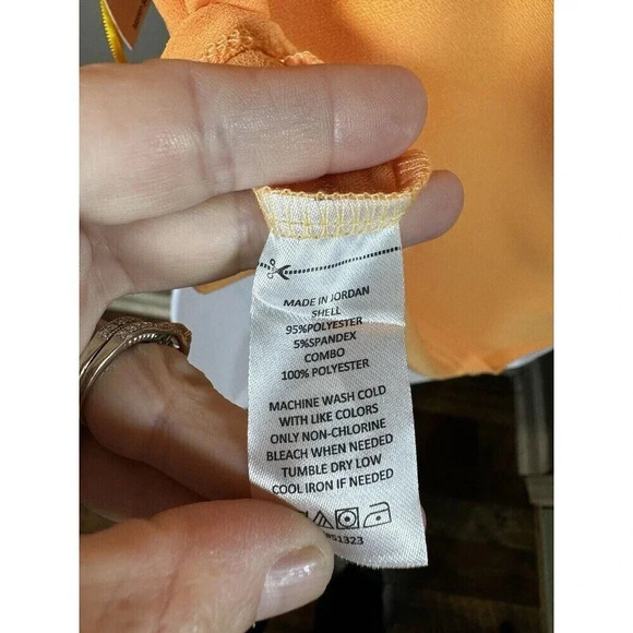 CECE Women's ORANGE Stretch Pouf Sleeve CREW Neck Top S NWT - Picture 7 of 9